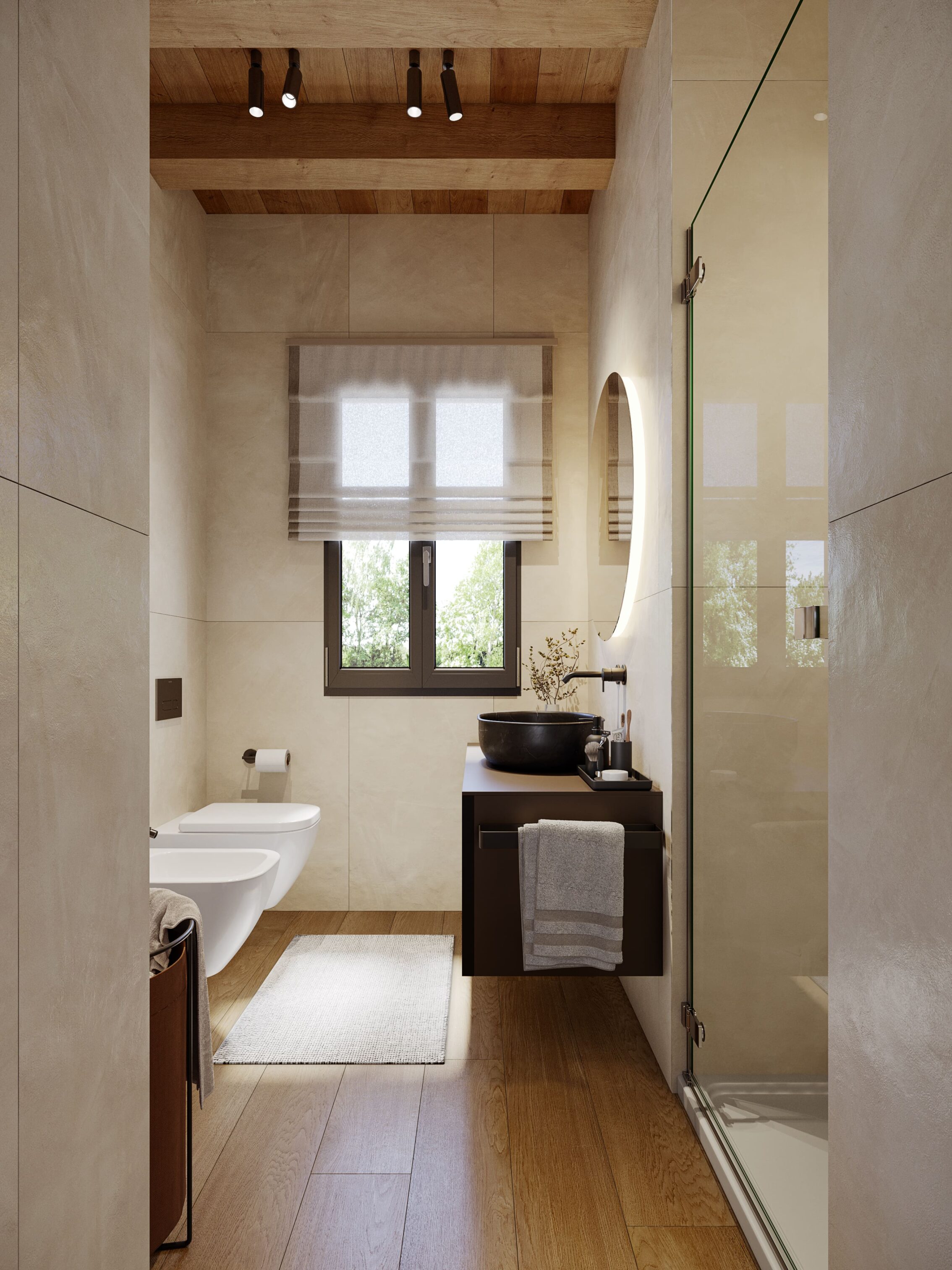 Render bagno moderno in una ristrutturazione residenziale